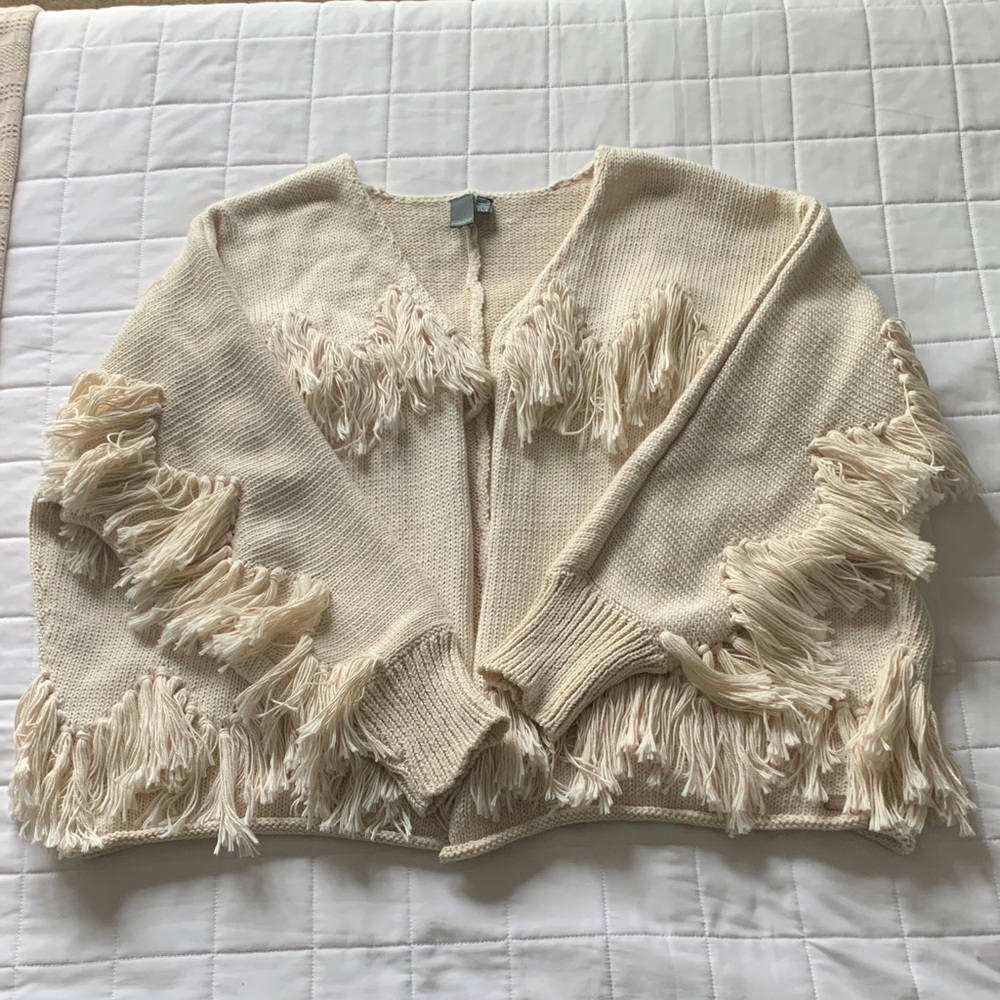 Shannon Passero Funky Fringe Cardigan in Cream